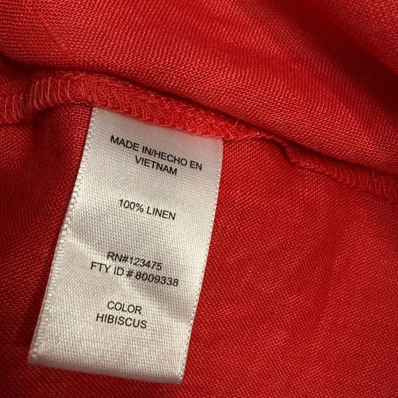 Adrienne Vittadini 100% Linen Blouse XXL in Hibiscus – New with Tags - Picture 4 of 7